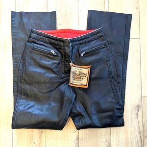 Harley-Davidson Vintage Embossed Mesh Lined Leather Pant Size 36/8